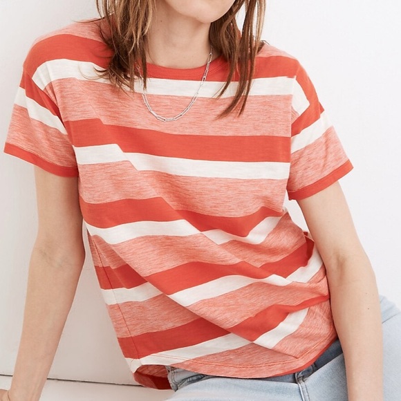 Madewell Whisper Cotton Rib-Crewneck Tee in Milner Stripe - Picture 2 of 7